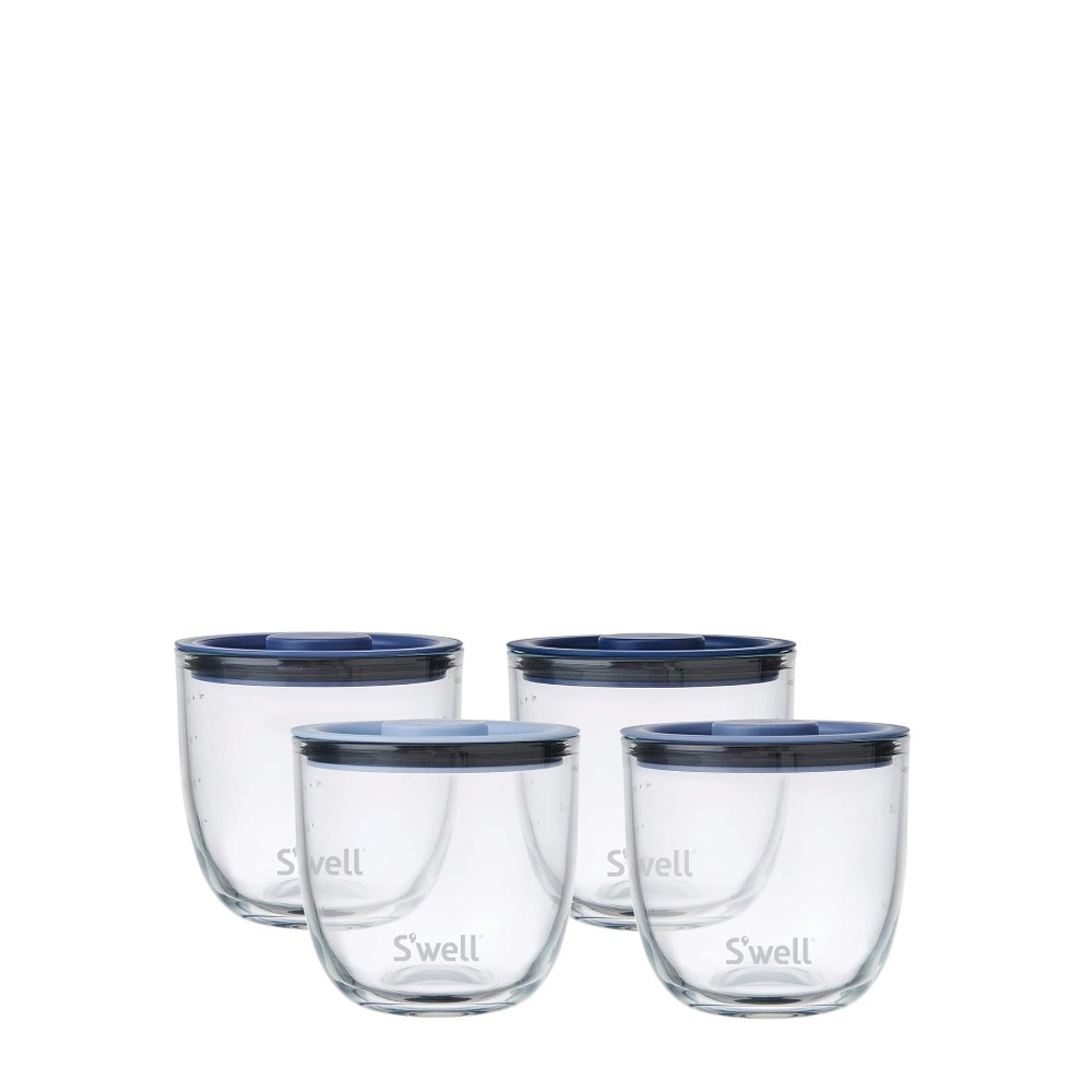 S'well Eats Glass Prep Bowl Coastal Blues Set of 4, 16 oz Bowls | NIB